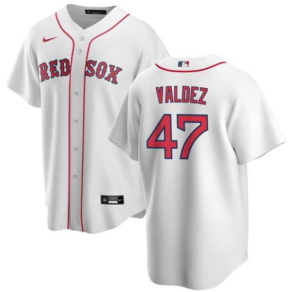 Men's Boston Red Sox #47 Enmanuel Valdez White Cool Base Stitched Baseball Jersey Dzhi